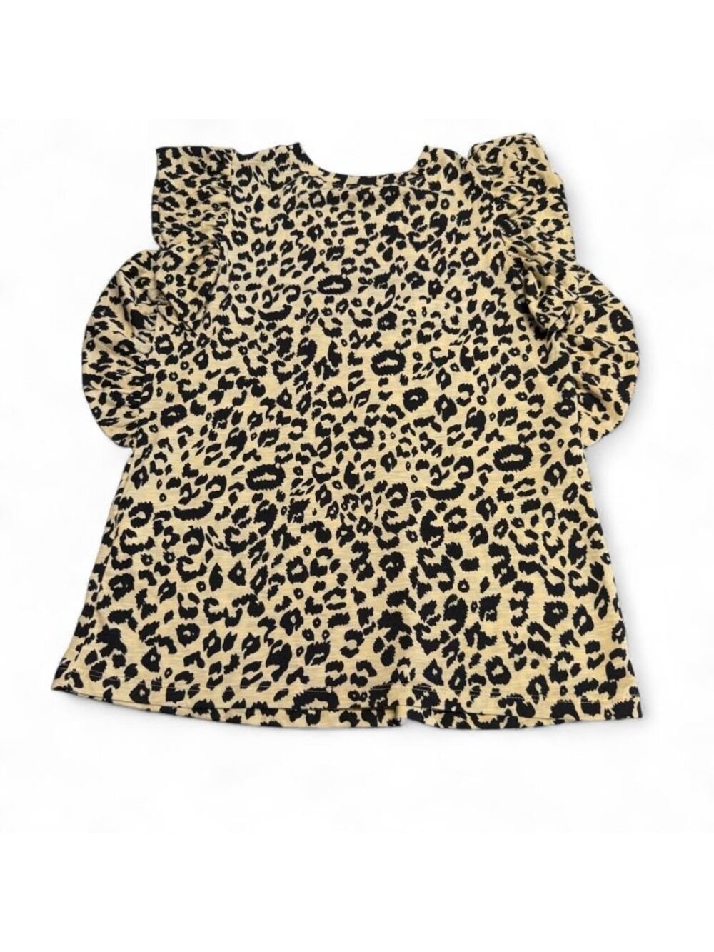 3/$20 Leopard Print Ruffled Flutter Sleeve Blouse Top Women's Small Summer - Picture 5 of 7